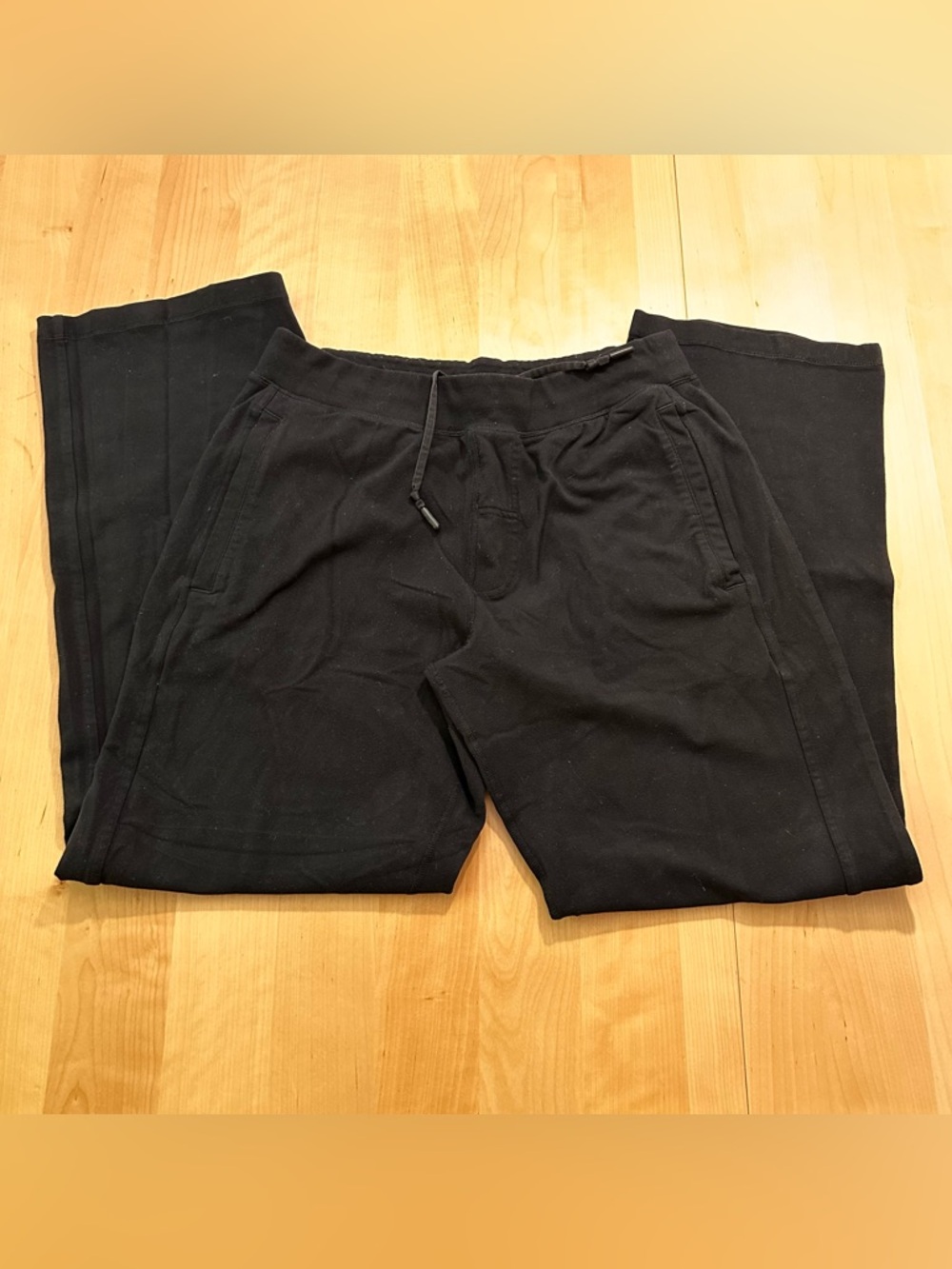 lululemon athletica Black Drawstring wide leg yoga pants L